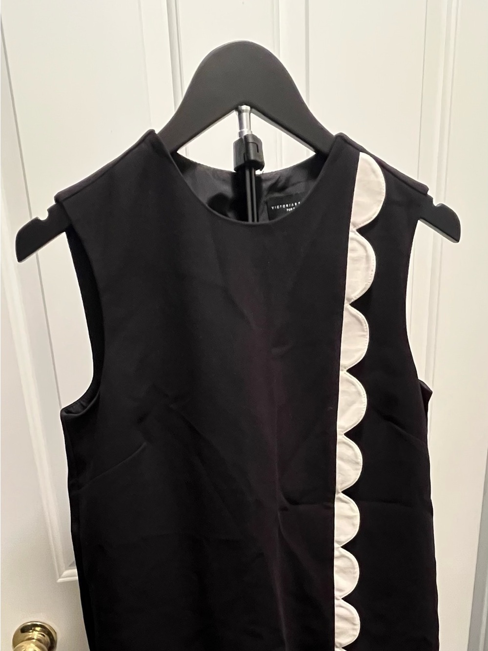 Victoria Beckham for Target Black Sleeveless Top with White Scallop Trim